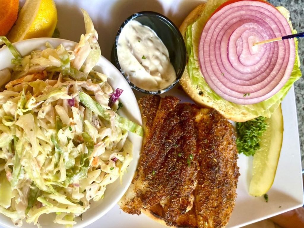 Blackened Grouper Sandwich at Lazy Lobster